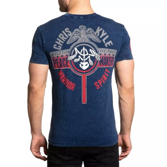 AFFLICTION Men's T-Shirt S/S CK CROSSED TEE Black - Picture 13 of 13